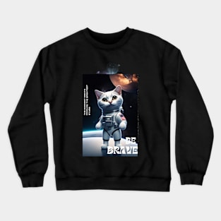 Cute funny  cat walk in space Crewneck Sweatshirt